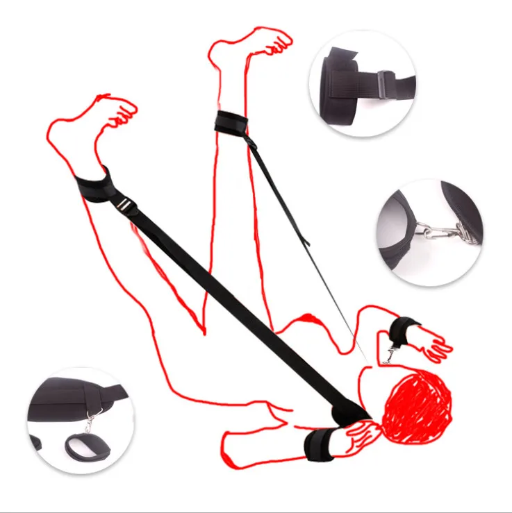 Adult Bed Handcuffs Straps Kit with Furry Set Adjustable Nylon Hand and Ankle Cuffs Sex Games for A