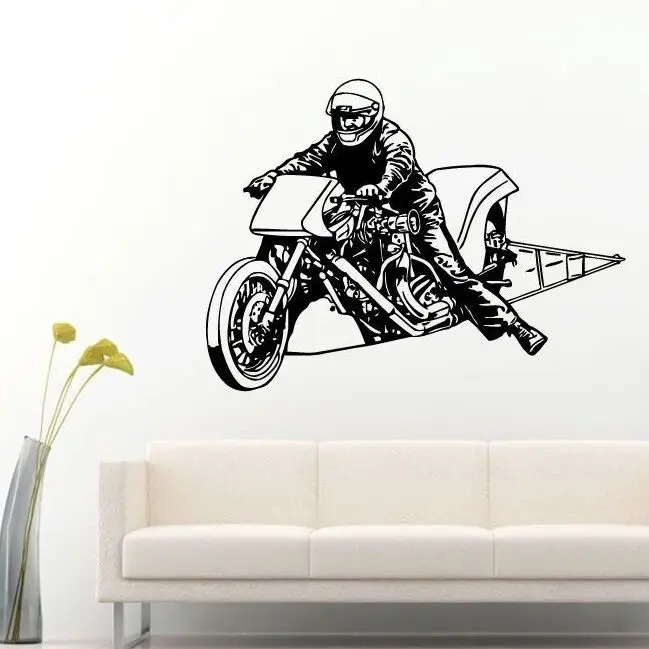 Drag Racing Sepeda Motor Sepeda Motor Stiker Dinding Dinding Decal