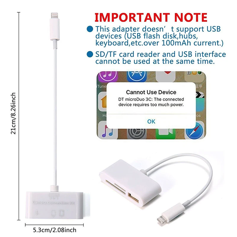 

HOT 3 in 1 Card Reader For Tablet iPad 4 Mini IOS 11 Micro SD SD MMC TF Card Reader USB OTG Cable Adapter Camera Connection Kit