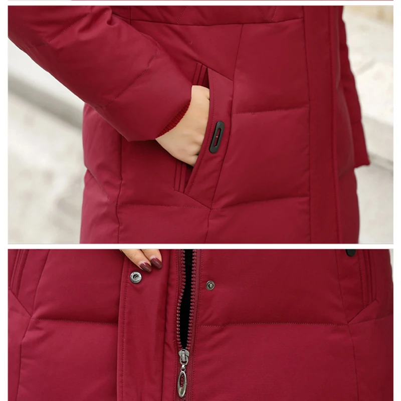 Новая зимняя куртка-пуховик из белого утиного пуха Женская средней длины с капюшоном плюс размер куртка женская тонкая пуховая куртка из лисьего меха пальто для женщин