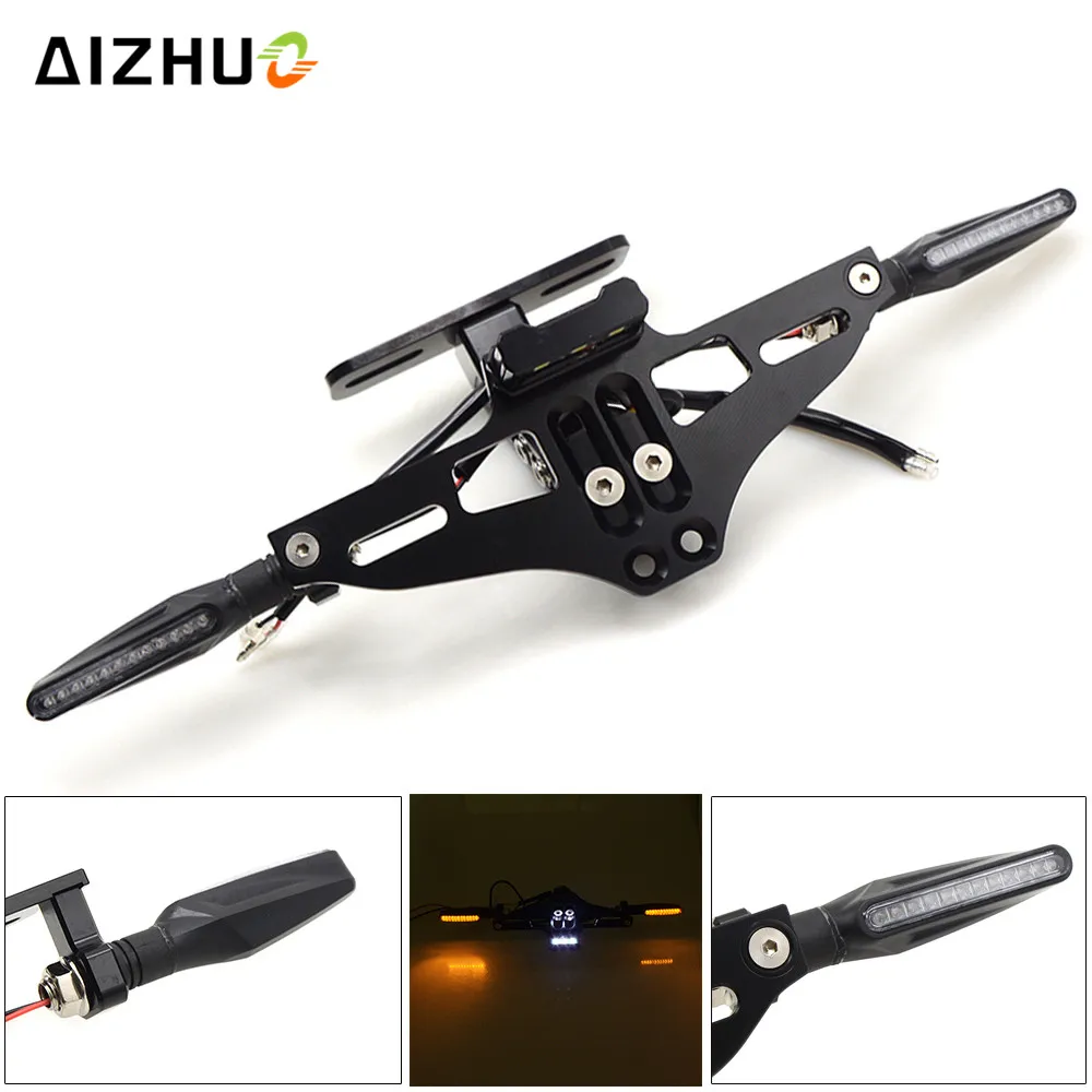 Motorcycle Universal License Plate Bracket Holder Turn Signal Lights FOR YAMAHA FZ1 FAZER FZ6 FZ6R FZ8 MT-07 FZ-07 MT07 | Автомобили и
