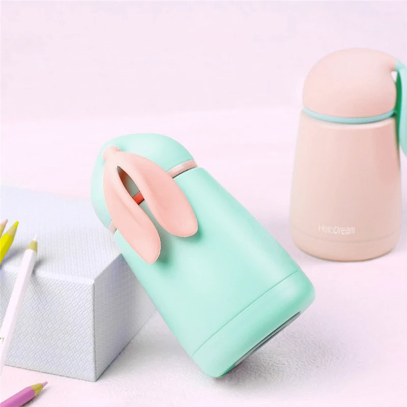 TTLIFE Cute Rabbit Style Mini Thermos Cup Stainless Steel Mug Portable Travel Vacuum Cup 300ml Christmas