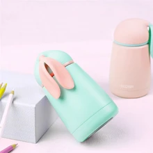 TTLIFE Niedlichen Kaninchen Stil Mini Thermoskanne Tasse Edelstahl Becher Tragbare Reise Saugnapf 300 ml Weihnachtsgeschenk für Kinder