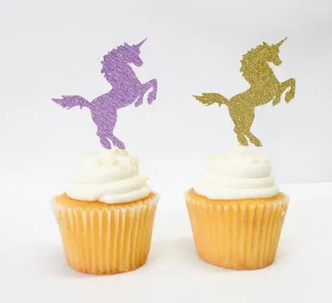 Glitter Fairy Tale magic unicorn Birthday Cupcake Toppers wedding baptism Gender Reveal Party Decor food treats picks | Дом и сад
