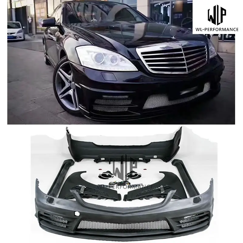 W221 S350 FRP Неокрашенный Комплект кузова автомобиля передний задний бампер боковые