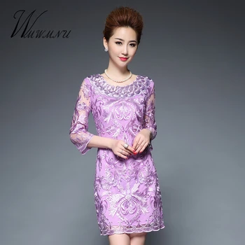 

spring of 2017 new 3D mesh embroidery bodycon dress with plus size 5XL Lace hollow vintage party dresses women vestidos F147