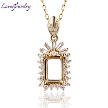 Изумрудная огранка 5x7 мм Бриллиантовая подвеска 18Kt желтое золото, 750 желтое золото подвеска крепление для продажи WP085