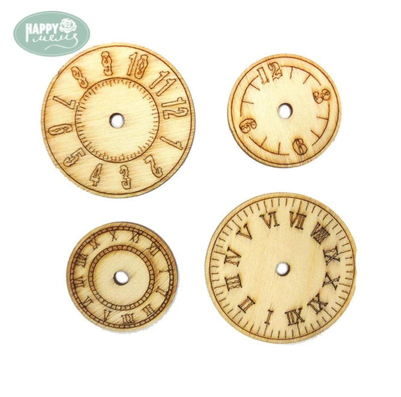 

Happymems Clock Wooden Shapes 24pcs Wood Craft Chipboard DIY Craft Laser Cut Craft Embellishment For DIY Decorations Wood Shape
