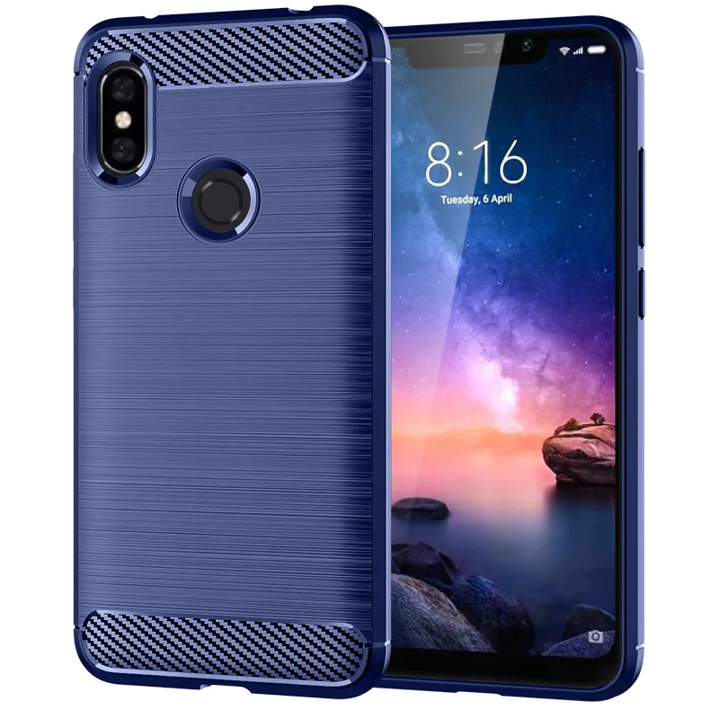 cheap for xiaomi redmi note 6 7 pro Soft Carbon fiber cell phone Back Cover Solid Color Dirt resistant Brushed Finish Shockproof case