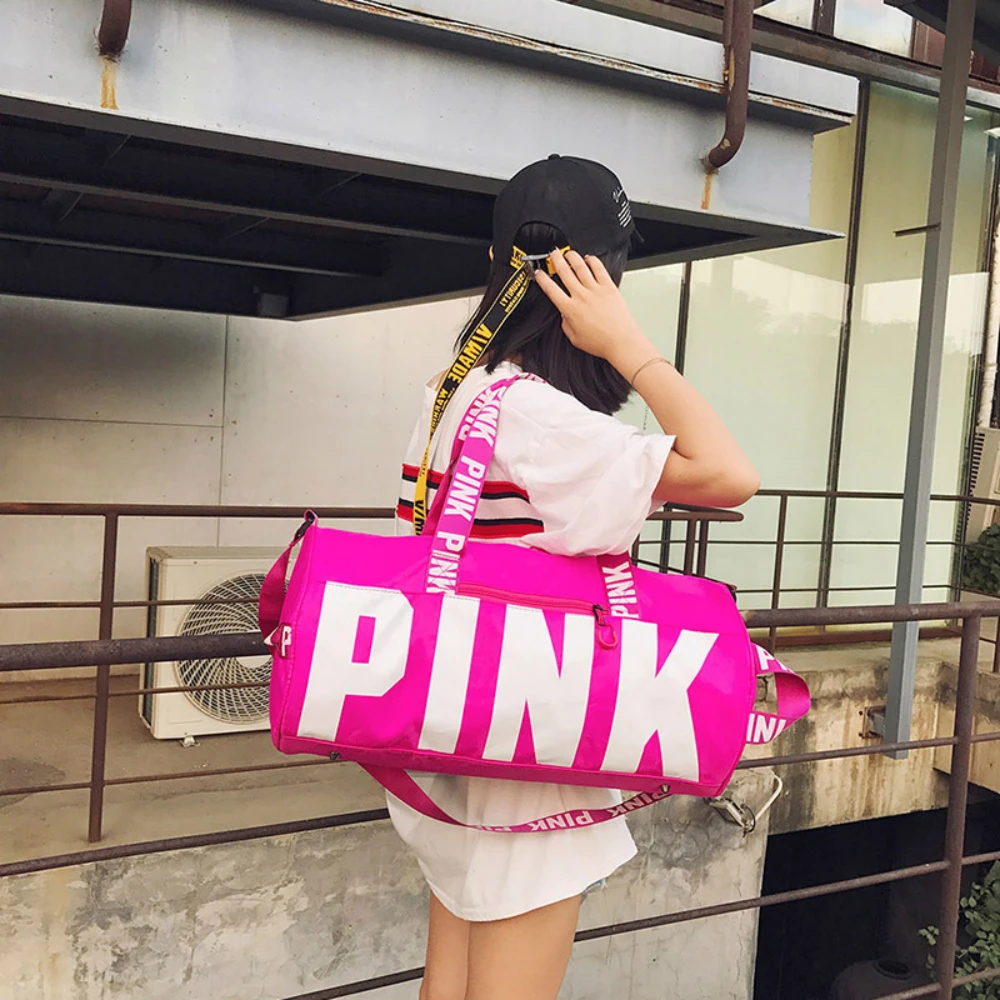 New 5 Color Love Pink Sport Gym Bag Women Fitness Waterproof Backpack Training Female Yoga Duffel
