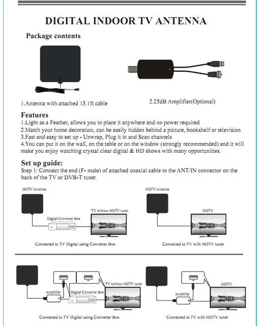 Antena de TV Digital 4k, 8K, 1080P, 25DB, alta ganancia, HD TV, DTV Box,  500/3000