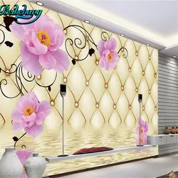 Beibehang 3d мягкая сумка Роза Пион отражение гостиная спальня ТВ фоне стены на заказ обои фрески
