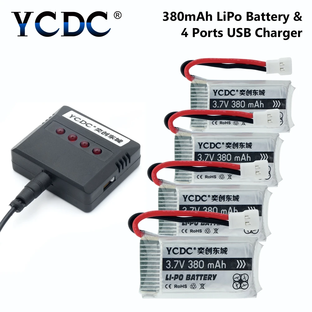 Новый 4 шт./лот 3,7 V 380-1200 мА/ч, 25C H107 H107C Syma Cx-30 + X4 Зарядное устройство для Syma X5SC X5SW Квадрокоптер с дистанционным управлением Drone Lipo Батарея