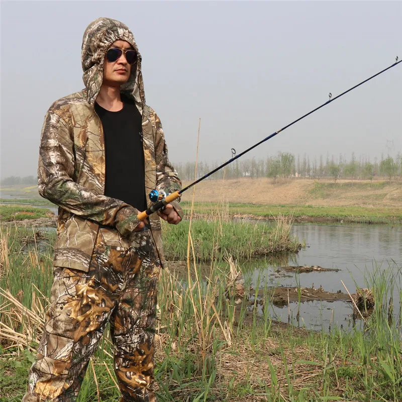 Cotton Breathable Bionic Camouflage Long Sleeve T-Shirt Pants Set Hunting Fishing Hiking Sunscreen Hooded T-Shirt Ghillie Suits Cotton Breathable Bionic Camouflage Long Sleeve T-Shirt Pants Set Hunting Fishing Hiking Sunscreen Hooded T-Shirt Ghillie Suits