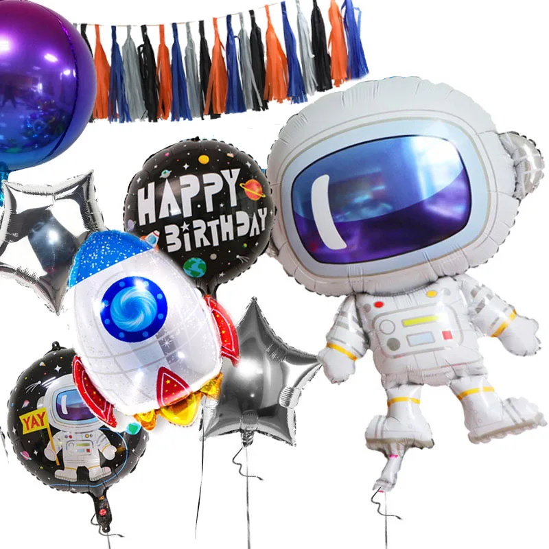 

Outer Space Balloon Party Astronaut Rocket Ship Foil Balloons Galaxy Earth System Theme Party Baby Boy Birthday Party Decoration