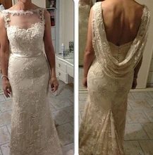 White Lace Long Evening Dresses Women 2015 Boat Neck Open Back Sleeveless Lace Evening Gown Sheath Mermaid Slim Prom Party Dress