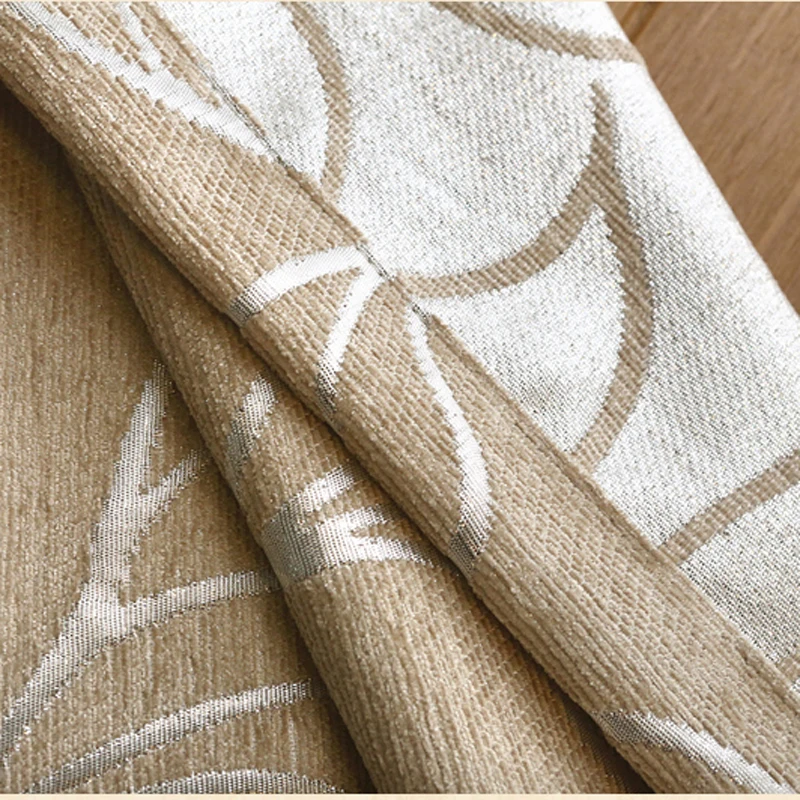 Cortinas de chenilla Jacquard con diseño de hojas de plata Cortinas de dormitorio personalizadas Cortinas listas para Cortinas de ventana sala de estar wp292-30