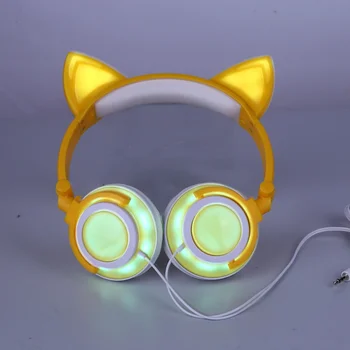 

Foldable Flashing Glowing Ear Headphones Gaming Headset Cute Cat Earphone with LED light For PC Laptop Computer Mobile Phone