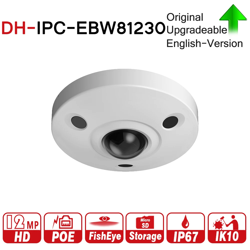 DH IPC-EBW81230 12MP Panoramic Network IR Fisheye Camera H.265/H.264 3DNR AWB AGC BLC IP67 IK10 PoE | Безопасность и защита