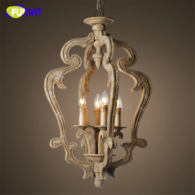 Fumat American Country Wooden Chandeliers Hanging Antique Vintage Fumat American Country Wooden Chandeliers Hanging Antique Vintage Nordic Palace Club Room Handmade Wood Carved Candle