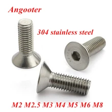 Parafuso de chave allen de aço inoxidável, 5-50 peças 304, parafuso plano din7991 m2 m2.5 m3 m4 m5 m6 m8 parafuso de cabeça escareado hex