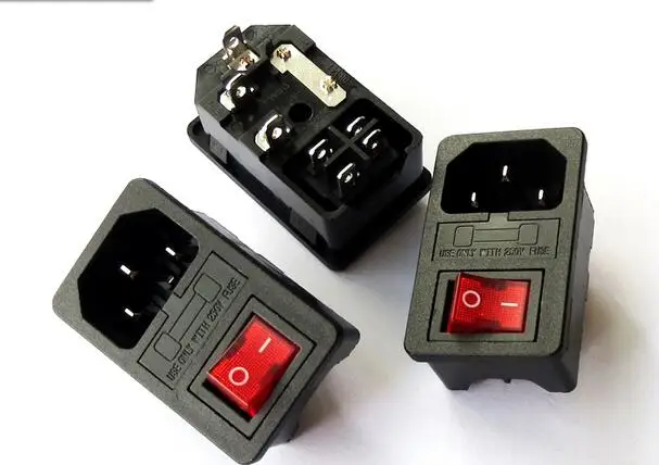 square Red Light Power Rocker Switch Fused IEC 320 C14