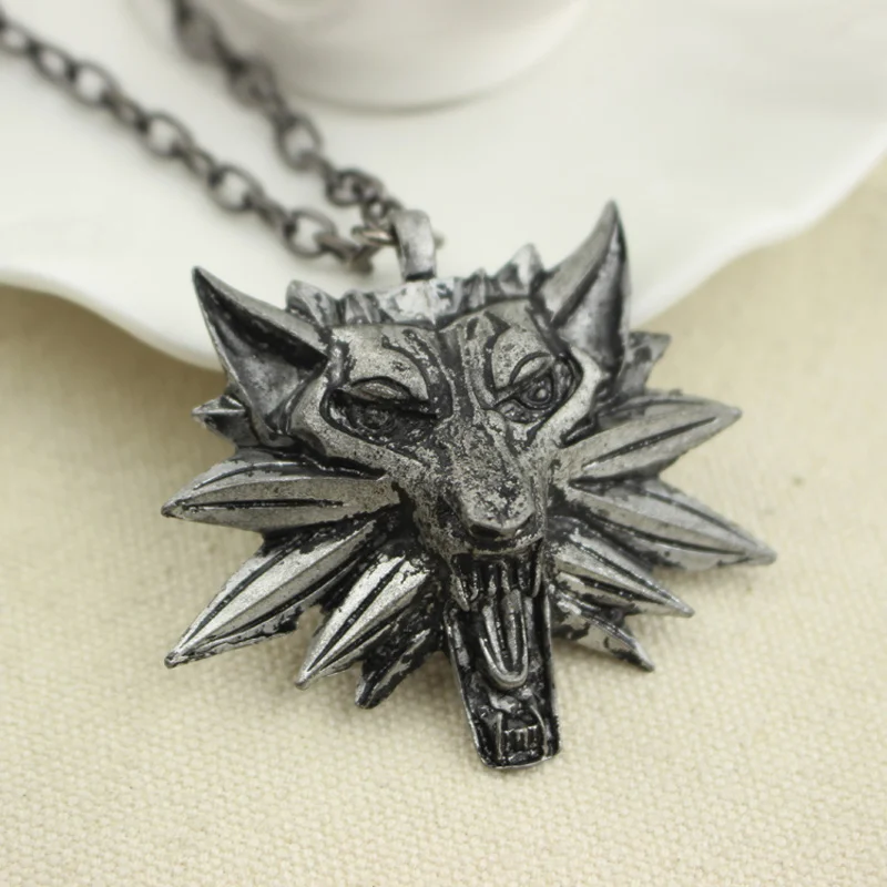 Высокое качество кулон колье мастер медальонов Волк Дикая Охота 3 фигурка игра ожерелье волк - Окраска металла: Black