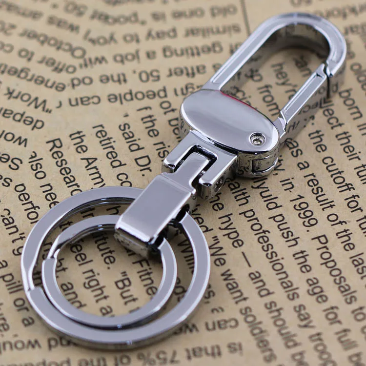 M84019 Pants Buckle Clip on Belt Polished Sliver Double Loops Keyring