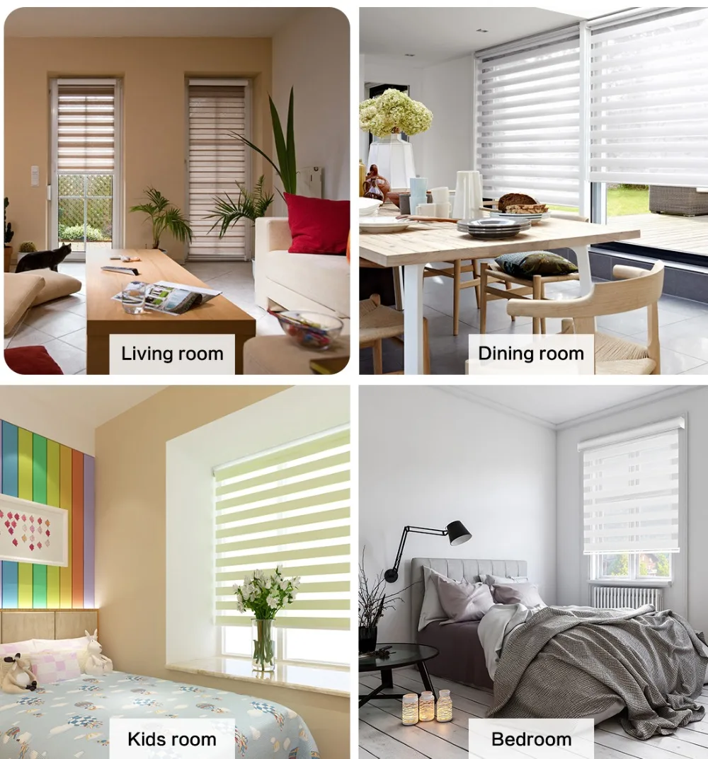 Ajustable luz del sol casa azul cielo cenefa Dual persianas Zebra persianas personalizado persianas Ajustable luz del sol casa azul cielo cenefa Dual persianas Zebra persianas personalizado persianas