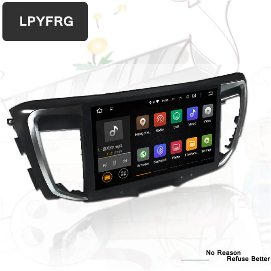 Discount 10.1" HD Touch Screen Car Android Player Multimedia For Honda Accord 9 2013-17 Radio Stereo AUX GPS Sat Nav Navi Map No cd dvd 1