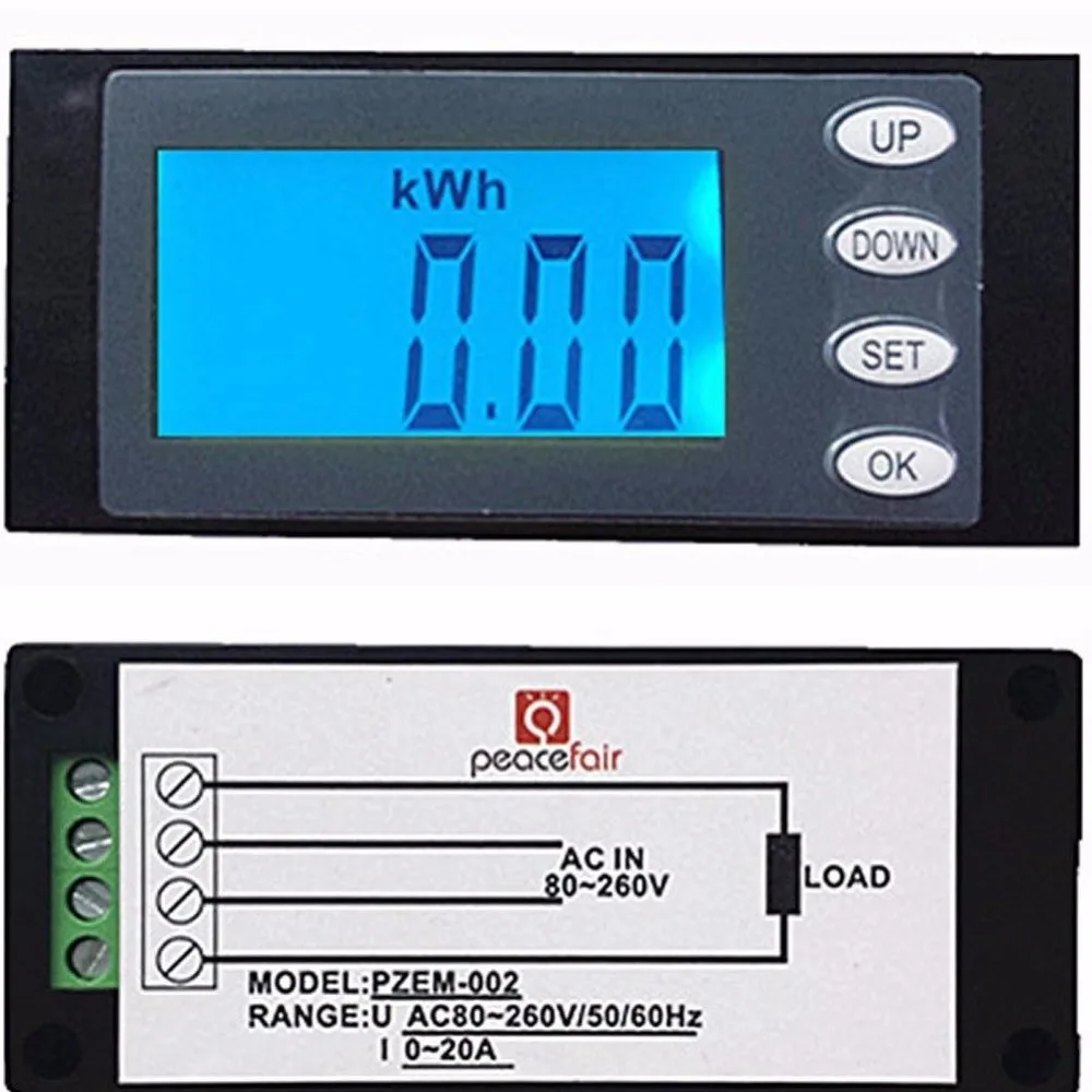  OOTDTY 20A AC Digital Voltmeter LED Panel Power Meter Monitor KWh Time Watt Volt Ammeter Tester Too