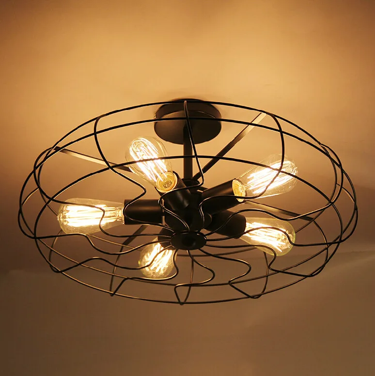 

Wholesale promotions Loft retro fan Pendant lamps of European industrial wind balcony bedroom living room Cafe Pendant lights
