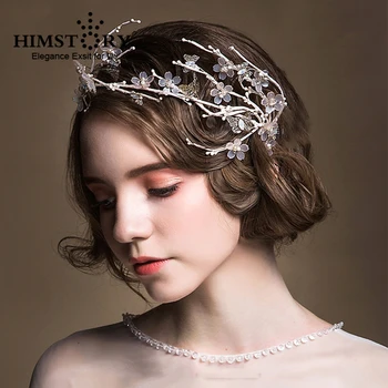 

HIMSTORY Gorgeous Handmade Flower Wedding Hairband Crown Bride Flower Butterfly Tiara Fascinator Hairwear Hair Accessory