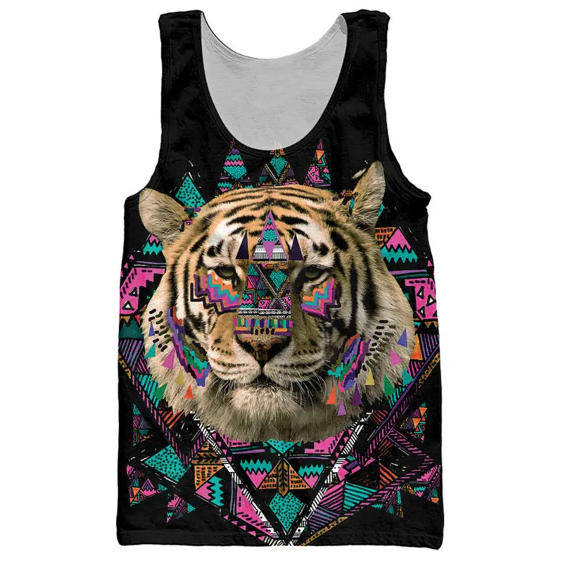 Men Tank Tops Животных Тигр мужские майки для бодибилдинга Singlets черный 3d печатных сексуальные жилет без рукавов Homme Летний Стиль Джерси - Цвет: Men Tank Tops