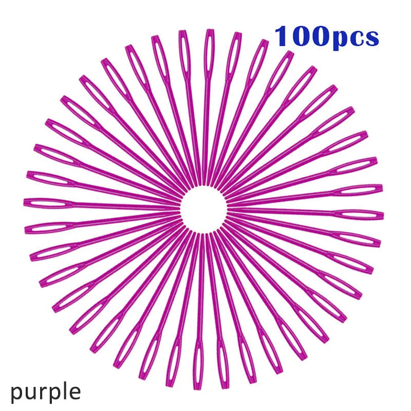 Крючком Крючки DIY свитер Ткачество инструменты гобелен шерсть пряжа иглы пластиковые мулити-цвет 7 см 100 шт спицы - Цвет: Фиолетовый