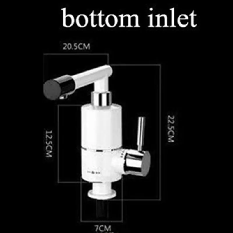 Кран для воды с подогревом, Электрический безрезервуарный кран, душевой нагреватель с непрерывным горячим нагревателем для ванной, кухонной раковины, смесительный кран, азиатская вилка - Цвет: bottom inlet
