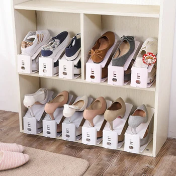 

Creative plain double-deck shoe rack can be adjusted Dust receive shoe rack household receive shoe rack Simple shoes bracket 1Pc