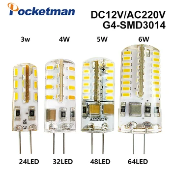 

1Pcs G4 LED Lamp DC 12 V / AC 220V 110V SMD 3014 1W 3W 5W 6W 7W Replace 30W/60W Halogen Lamp 360 Beam Angle LED Lampada Bulb