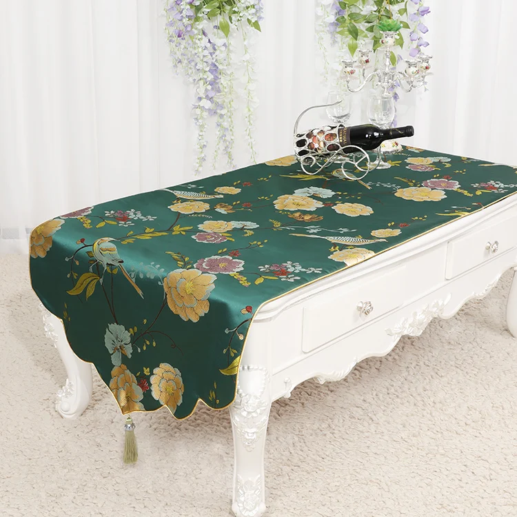 

Widen Long Jacquard Chinese Silk Satin Table Runner Dining Table Cover Mat Damask Table Cloth Runners Luxury Placemat Coffee Pad