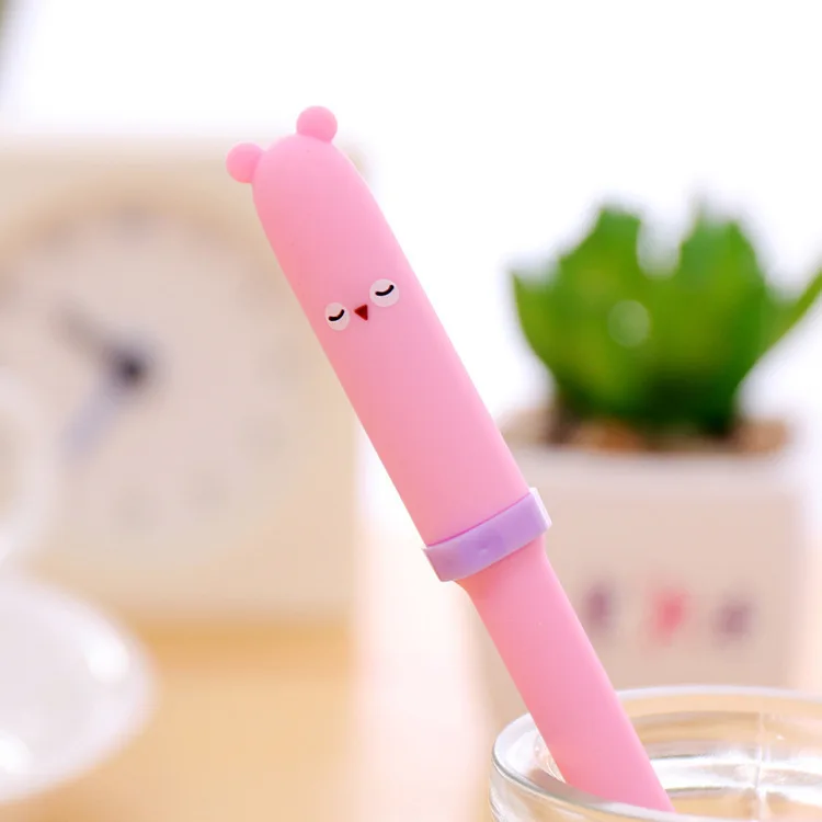 1 шт. новые милые корейские креативные гелевые ручки в форме животных для детей, новинка, подарок, канцелярские принадлежности, школьные принадлежности - Цвет: Розовый