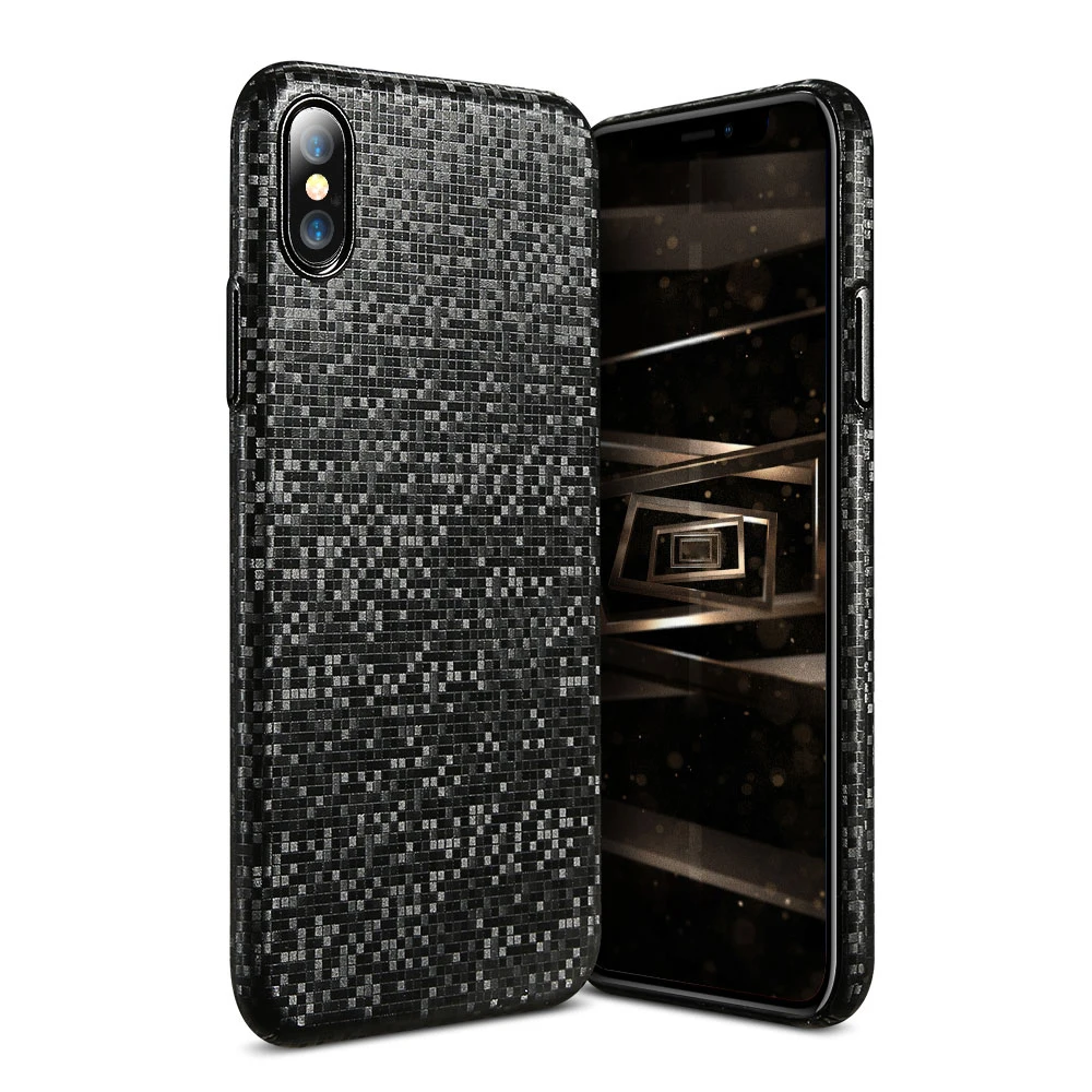 

Ultra Thin Mosaic Case For iPhone X 10 Luxury Phone Bag Cases For iPhone 7 8 6 6s Plus Hard Cover Fitted Black Capinhas
