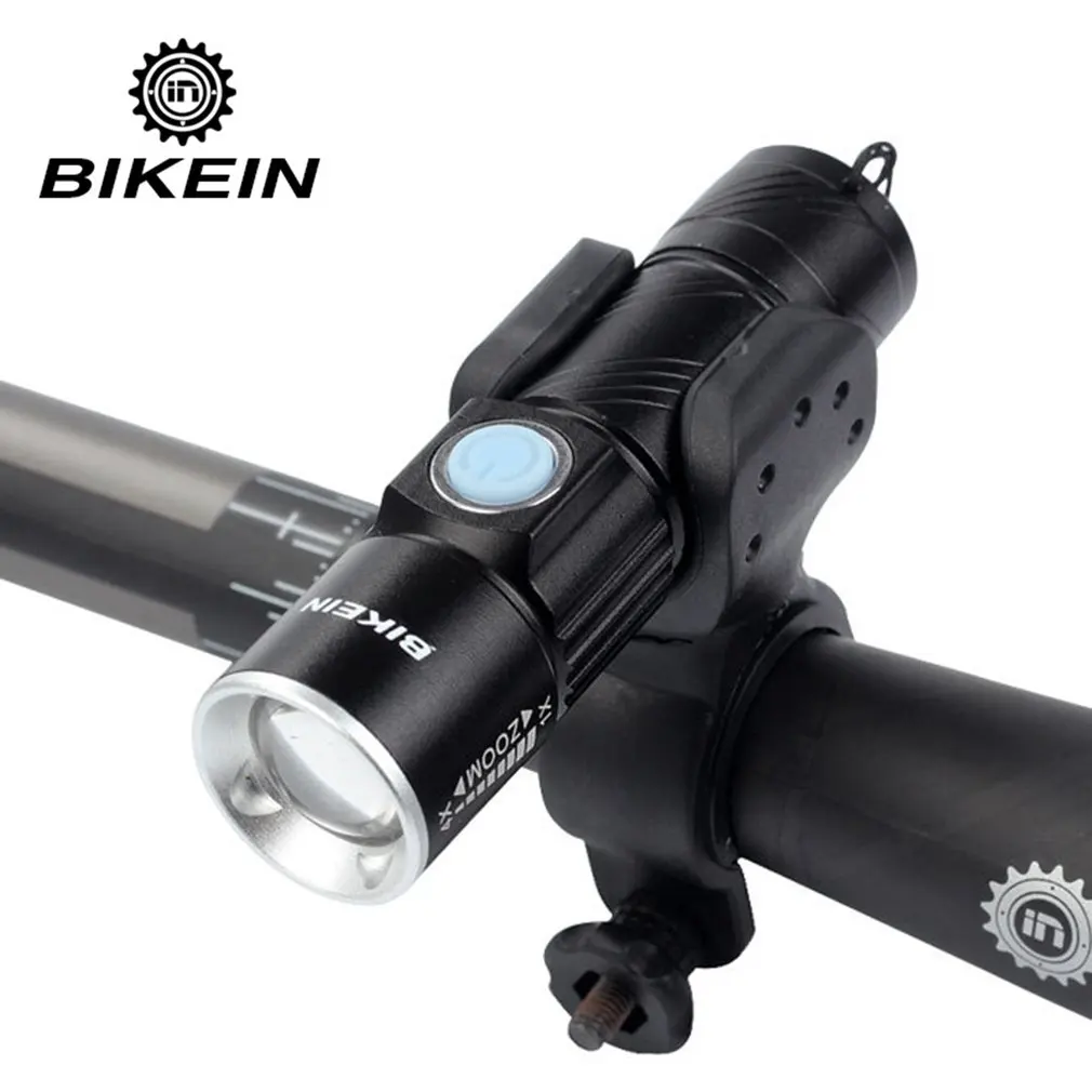 black BIKEIN A51LT водонепроницаемый USB Перезаряжаемый горный велосипед передний свет супер яркий светодиодный дорожный велосипед батареи налобного фонаря фонарик - Цвет: black