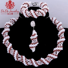 Delicate Brown And White Wholesale Ladies African jewellery set For Women Dubai Bridal African Nigerian Wedding Jewelry Sets Hot