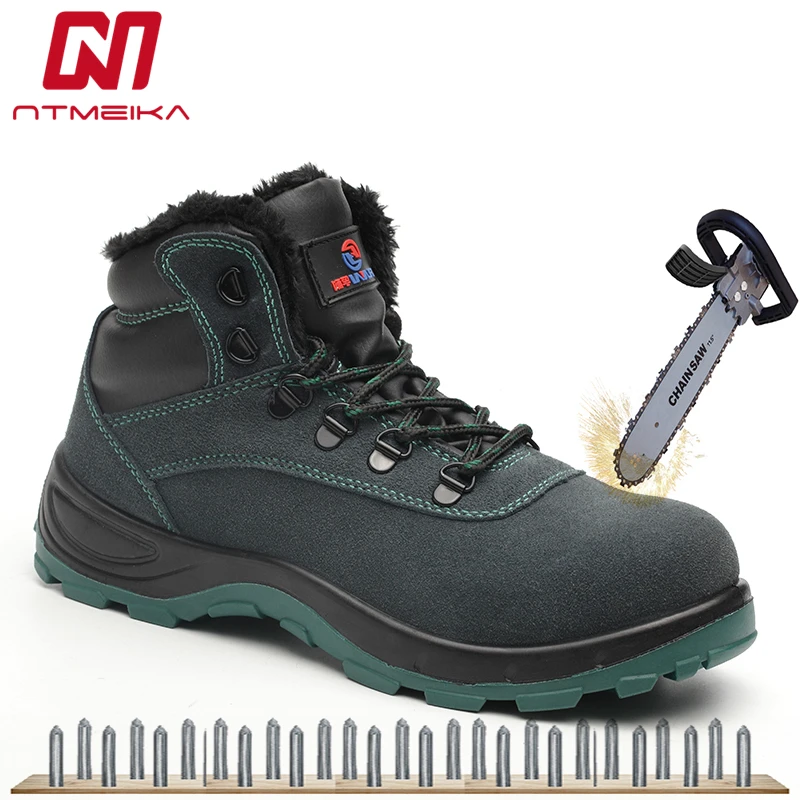

Winter Warm Work Shoes Safety Boots Men Steel Toe Puncture-Proof Anti-Smashing Safety Shoes Men Shielding shoes big size 36-45
