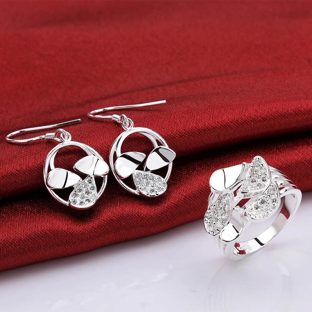 wholesale 925 sterling silver jewelry,925 silver fashion jewelry Crystal beauty earrings&ring