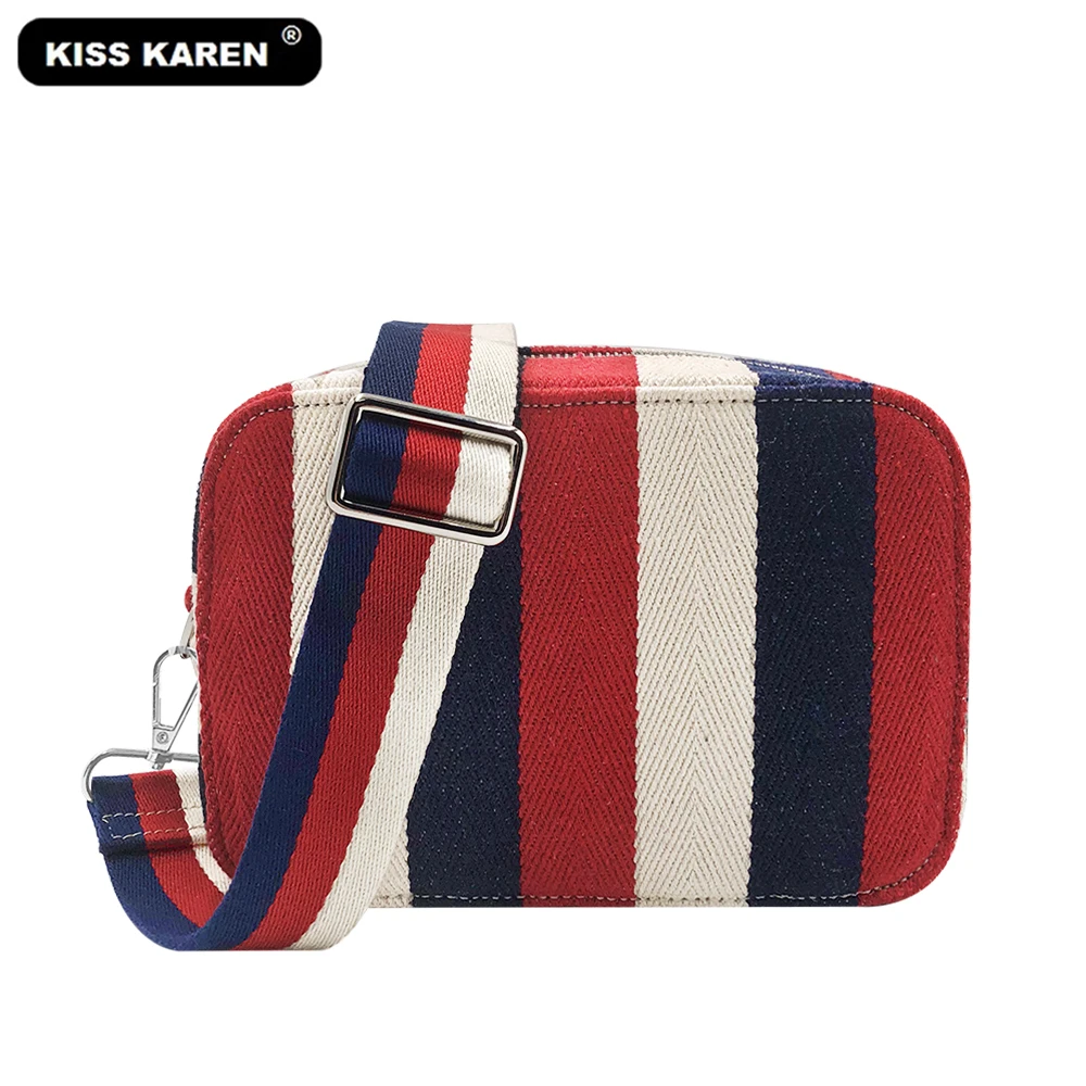 

New 2019 Stylish Women's Shoulder Bags Women Messenger Bag High Quality Canvas Women Purse Striped Color Ladies Cross-body Bags