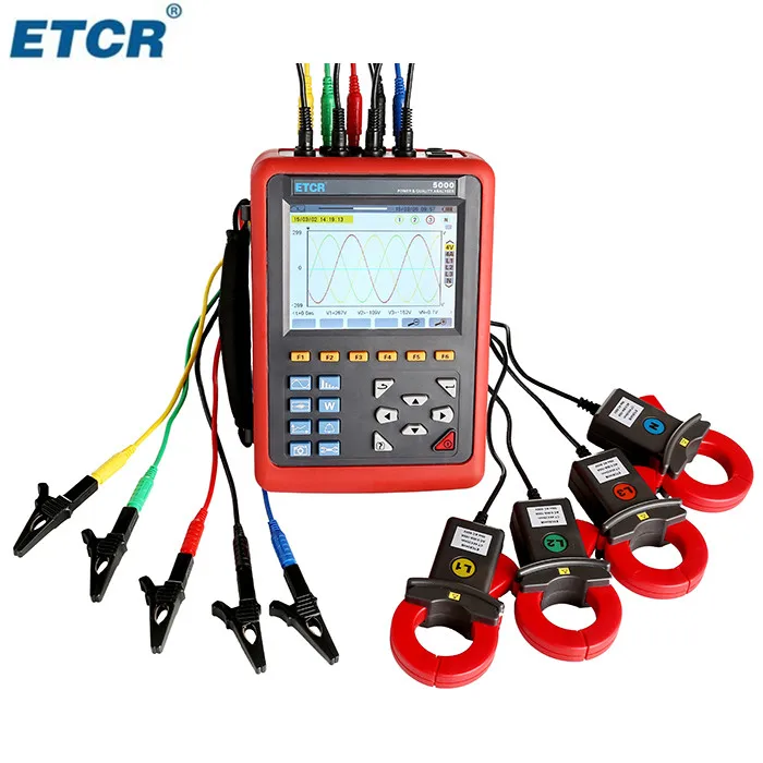ETCR5000 анализатор качества мощности 3 фазный Многофункциональный монитор с