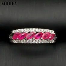 ZHHIRY натуральное рубиновое кольцо из натуральной 925 пробы Серебряное Настоящее драгоценное красное кольца с драгоценными камнями для женщин Настоящее ювелирное изделие