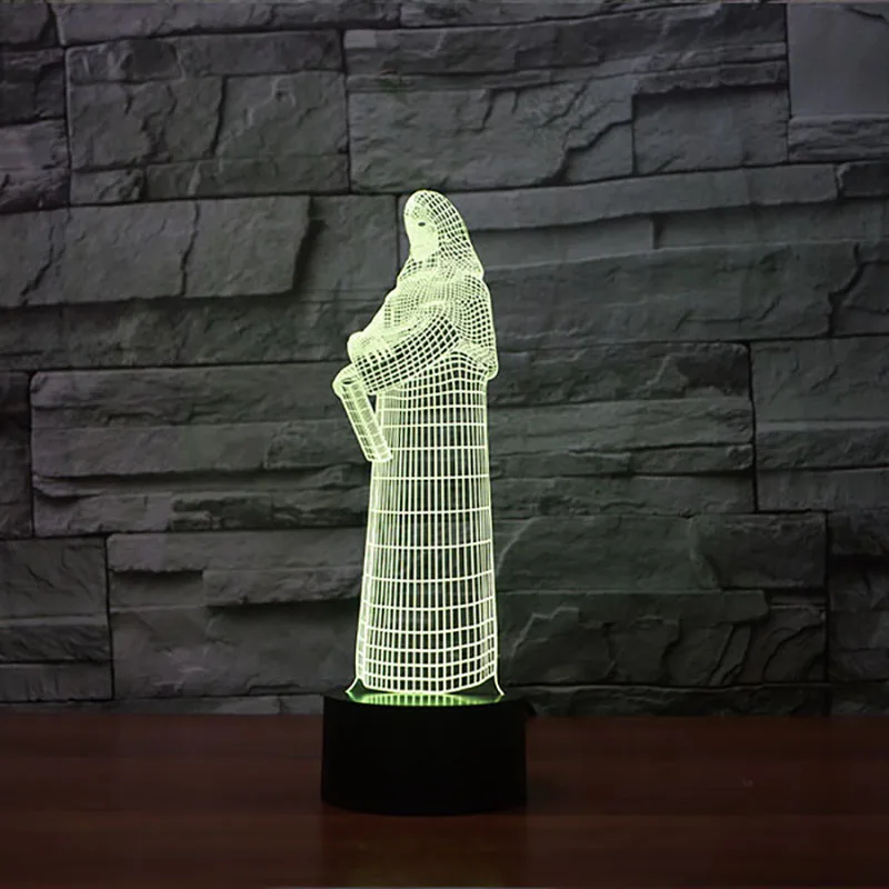 

Creative 3D Vision 7 Color Virgin Mary Modelling Gifts Led Usb Goddess Desk Lamp Bedside Sleep Night Light Office Lighting Decor