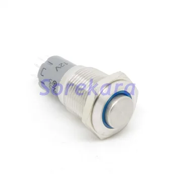 

16mm Stainless Steel Ring LED Color BLUE Latching 1NO 1NC Pushbutton Switch IP67 UL 6V/12V/24V/110V/220V
